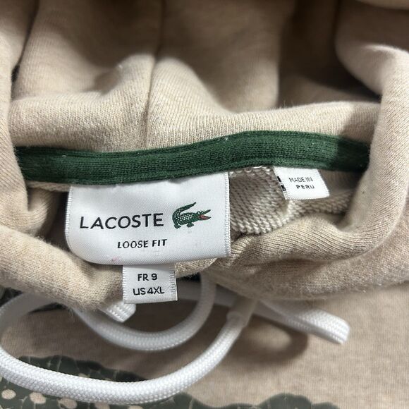 Lacoste Hoodie Mens 4XL Loose Fit Giant Crocodile Logo Sweatshirt Gray Green Y2K - Picture 5 of 11
